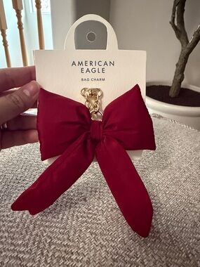 New American Eagle Outfitters Red Satin Bow Bag Charm